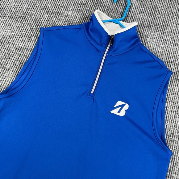 Antigua Other - Antigua Bridgestone Pullover Vest Mens Large Blue Sleeveless 1/4 Zip Mock Neck